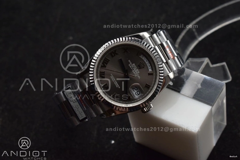 SS Dial Edition President Grey on V5 DayDate Best Roman Weight) Steel (Gain 904L 36 vr3255 Bracelet QF 0210